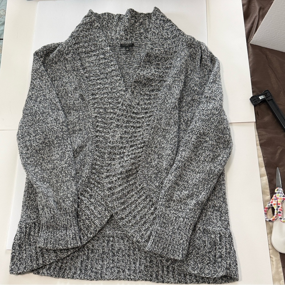 Talbots Gray Heathered Shawl-Collar Open Cardigan size XL - Picture 5 of 5
